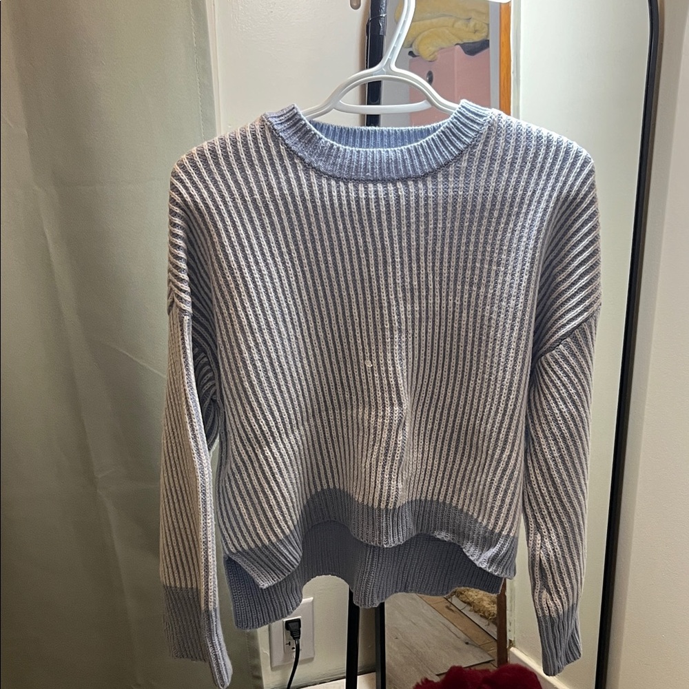 Sincerely Jules Gray and White Striped Sweater